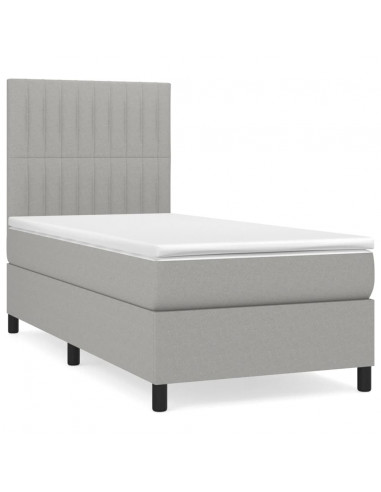 Giroletto a Molle con Materasso Grigio Chiaro 90x190 cm Tessuto