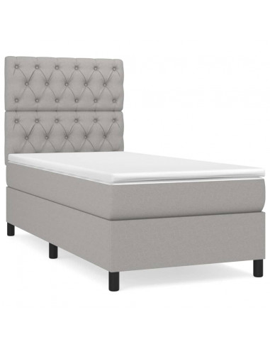 Giroletto a Molle con Materasso Grigio Chiaro 80x200 cm Tessuto