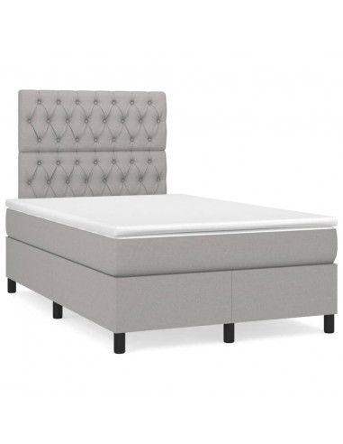 Giroletto a Molle con Materasso Grigio Chiaro 120x200cm Tessuto