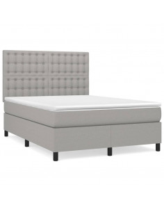 Giroletto a Molle con Materasso Grigio Chiaro 140x190cm Tessuto 2