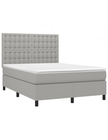 Giroletto a Molle con Materasso Grigio Chiaro 140x190cm Tessuto