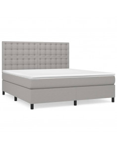 Giroletto a Molle con Materasso Grigio Chiaro160x200 cm Tessuto 2