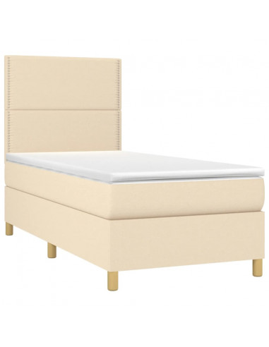 Giroletto a Molle con Materasso Crema 90x190 cm in Tessuto