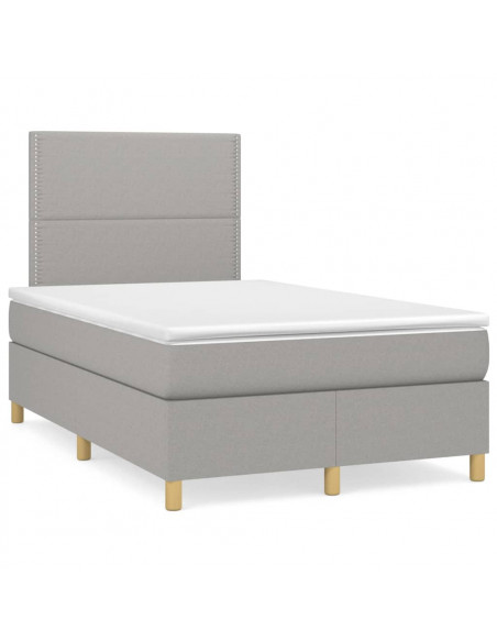 Giroletto a Molle con Materasso Grigio Chiaro 120x200cm Tessuto