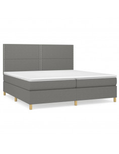 Giroletto a Molle con Materasso Grigio Scuro 200x200 cm Tessuto 2