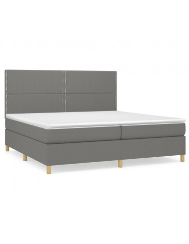 Giroletto a Molle con Materasso Grigio Scuro 200x200 cm Tessuto