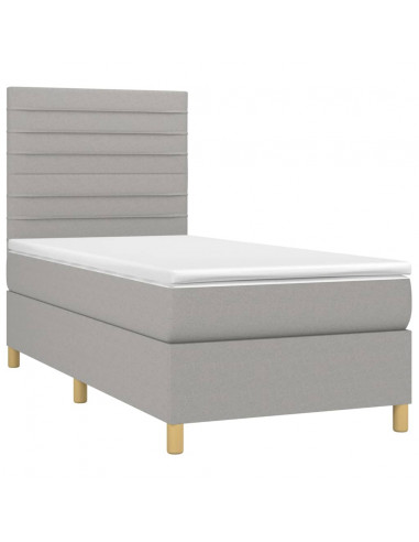 Giroletto a Molle con Materasso Grigio Chiaro100x200 cm Tessuto