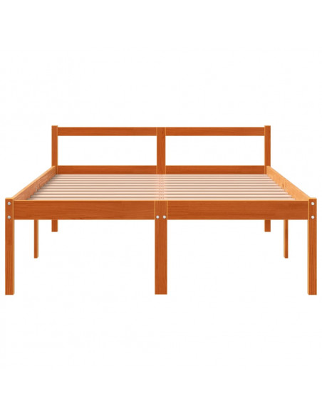 Letto per Anziani Marrone Cera 135x190 cm Legno Massello Pino