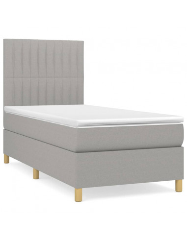 Giroletto a Molle con Materasso Grigio Chiaro 90x200 cm Tessuto