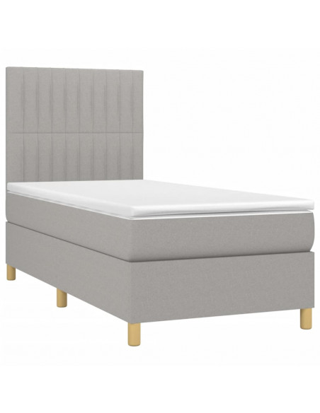 Giroletto a Molle con Materasso Grigio Chiaro100x200 cm Tessuto