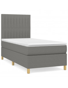 Giroletto a Molle con Materasso Grigio Scuro 100x200 cm Tessuto 2