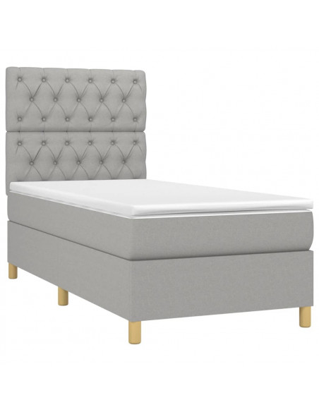 Giroletto a Molle con Materasso Grigio Chiaro 80x200 cm Tessuto