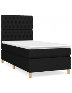 Giroletto a Molle con Materasso Nero 100x200 cm in Tessuto 2