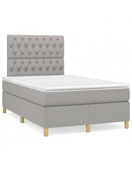 Giroletto a Molle con Materasso Grigio Chiaro 120x200cm Tessuto