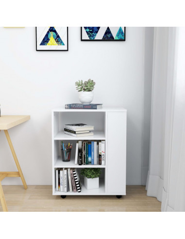 Mobiletto con Rotelle Bianco 60x35x75cm in Legno Ingegnerizzato