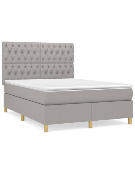 Giroletto a Molle con Materasso Grigio Chiaro 140x200cm Tessuto