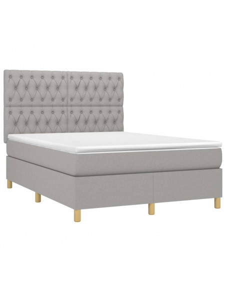 Giroletto a Molle con Materasso Grigio Chiaro 140x200cm Tessuto