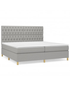 Giroletto a Molle con Materasso Grigio Chiaro 200x200cm Tessuto 2