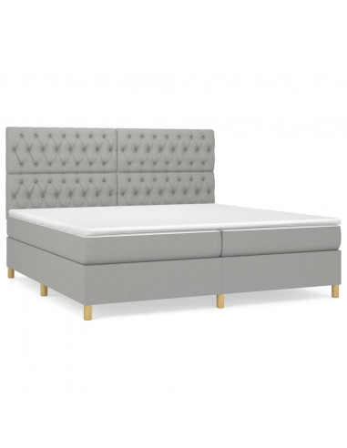 Giroletto a Molle con Materasso Grigio Chiaro 200x200cm Tessuto