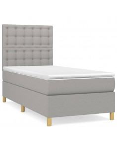 Giroletto a Molle con Materasso Grigio Chiaro 80x200 cm Tessuto 2