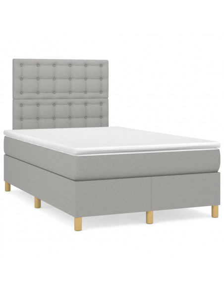 Giroletto a Molle con Materasso Grigio Chiaro 120x200cm Tessuto
