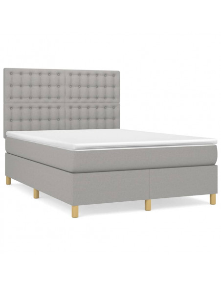 Giroletto a Molle con Materasso Grigio Chiaro 140x190cm Tessuto