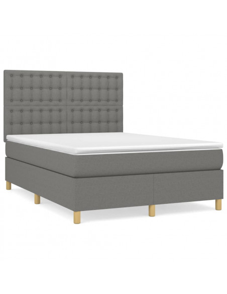 Giroletto a Molle con Materasso Grigio Scuro 140x190 cm Tessuto