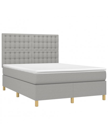 Giroletto a Molle con Materasso Grigio Chiaro 140x200cm Tessuto