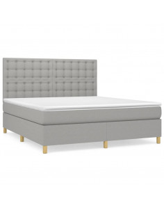 Giroletto a Molle con Materasso Grigio Chiaro160x200 cm Tessuto 2