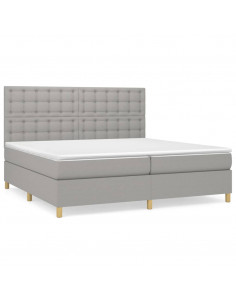 Giroletto a Molle con Materasso Grigio Chiaro 200x200cm Tessuto 2