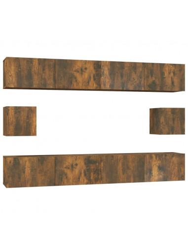 Set di Mobili Porta TV 6 pz Rovere Fumo in Legno Multistrato