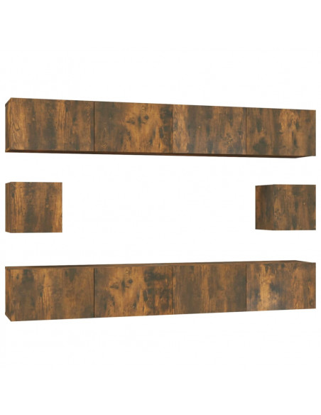 Set di Mobili Porta TV 6 pz Rovere Fumo in Legno Multistrato