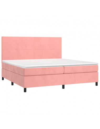 Giroletto a Molle con Materasso Rosa 200x200 cm in Velluto