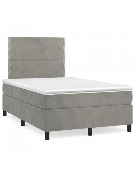 Giroletto a Molle con Materasso Grigio Chiaro 120x200cm Velluto