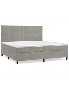 Giroletto a Molle con Materasso Grigio Chiaro 200x200cm Velluto 2