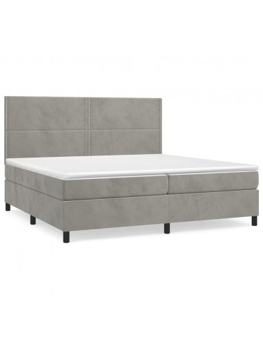 Giroletto a Molle con Materasso Grigio Chiaro 200x200cm Velluto