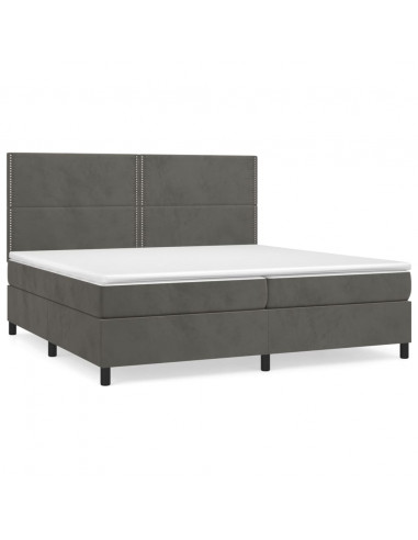 Giroletto a Molle con Materasso Grigio Scuro 200x200 cm Velluto