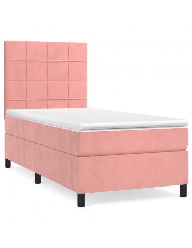 Giroletto a Molle con Materasso Rosa 80x200 cm in Velluto