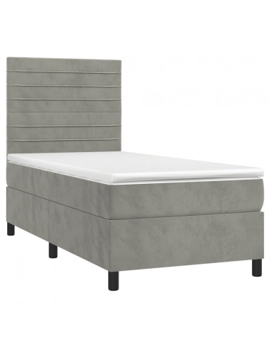 Giroletto a Molle con Materasso Grigio Chiaro 100x200cm Velluto