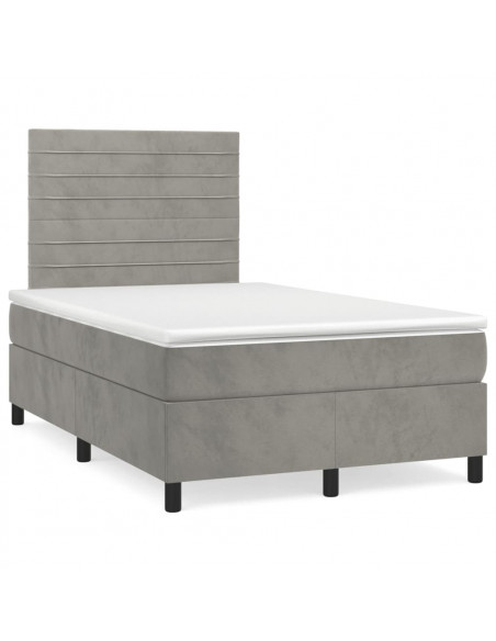 Giroletto a Molle con Materasso Grigio Chiaro 120x200cm Velluto
