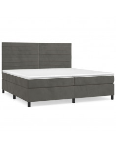 Giroletto a Molle con Materasso Grigio Scuro 200x200 cm Velluto 2