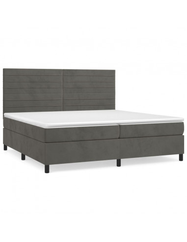 Giroletto a Molle con Materasso Grigio Scuro 200x200 cm Velluto