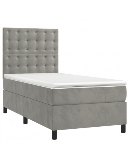 Giroletto a Molle con Materasso Grigio Chiaro 80x200 cm Velluto