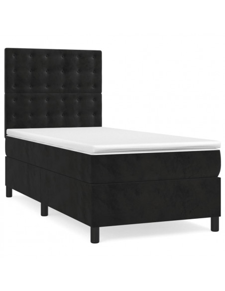 Giroletto a Molle con Materasso Nero 100x200 cm in Velluto
