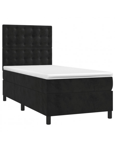 Giroletto a Molle con Materasso Nero 100x200 cm in Velluto