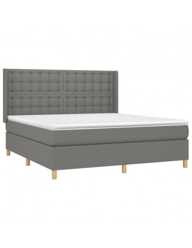 Letto a Molle Materasso e LED Grigio Scuro 180x200cm in Tessuto