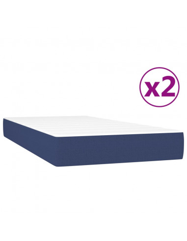 Giroletto a Molle con Materasso Blu 200x200 cm in Tessuto