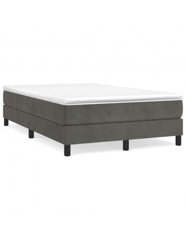 Giroletto a Molle con Materasso Grigio Scuro 120x200 cm Velluto