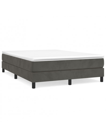 Giroletto a Molle con Materasso Grigio Scuro 140x200 cm Velluto