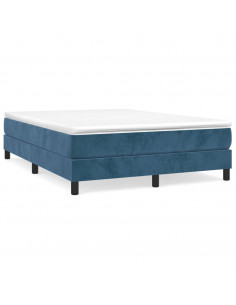 Giroletto a Molle con Materasso Blu Scuro 140x200 cm in Velluto 2